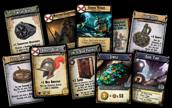 Some game cards from Valley of the Serpent Kings