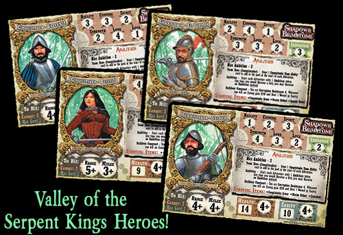 Shadows of Brimstone Heroes from Valley of the Serpent Kings